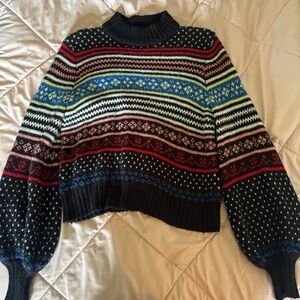 American Eagle Black Multicolor Striped Women's Sweater